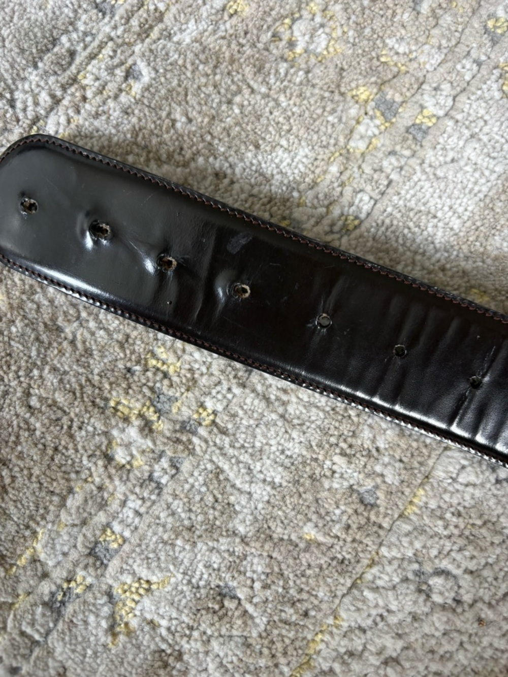 Brown Patent Leather Double G Gold Buckle Belt - Picture 7 of 12